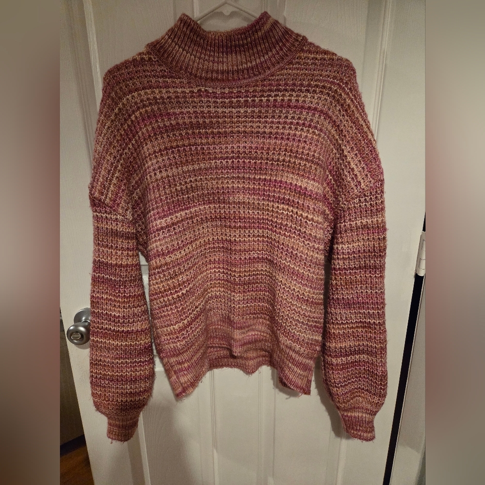 GAP Pink and Cream Striped Turtleneck Sweater